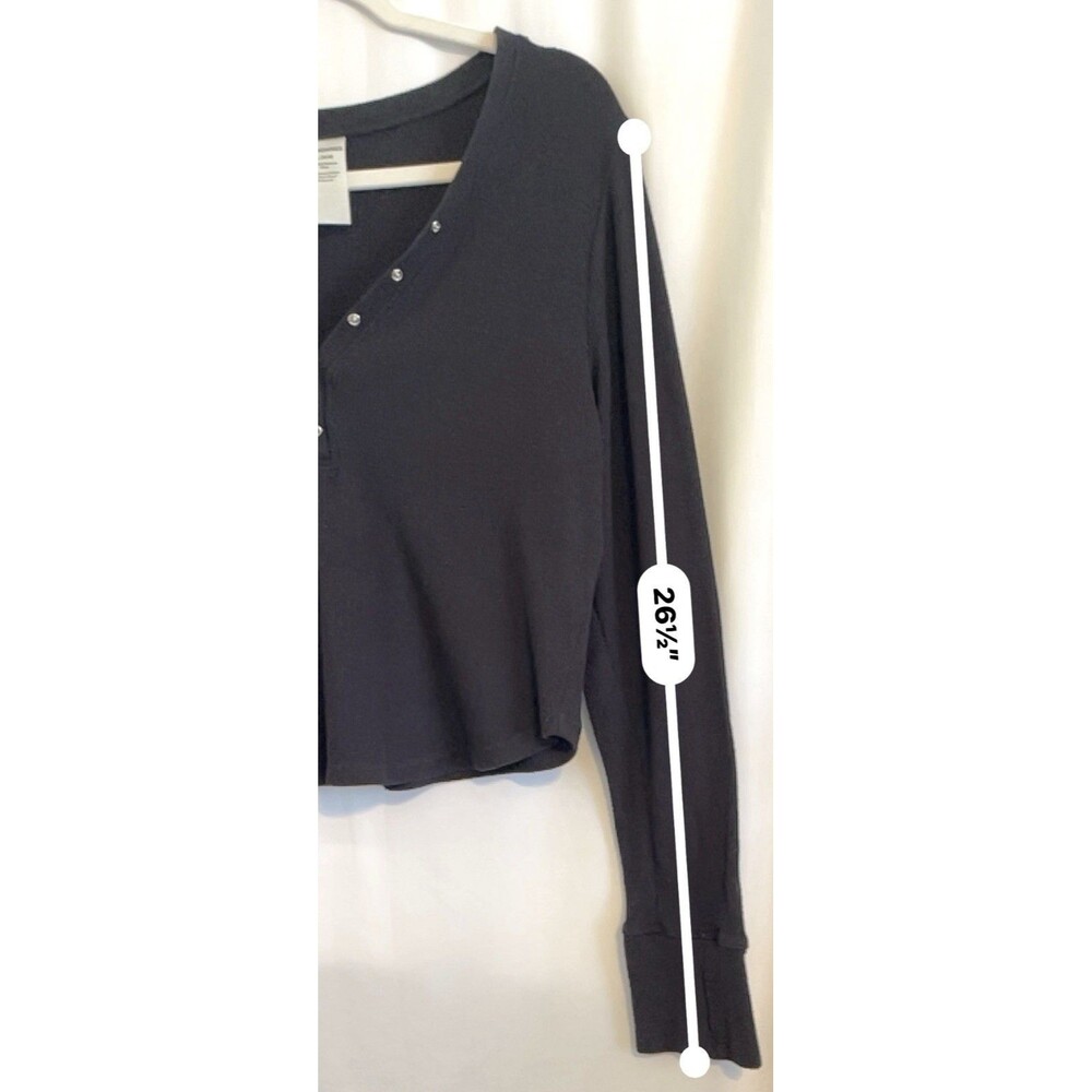 No Boundaries Shirt Knit Sweater Long Sleeve Thumb Hole Cuffs Black Women’s XL - Picture 9 of 10
